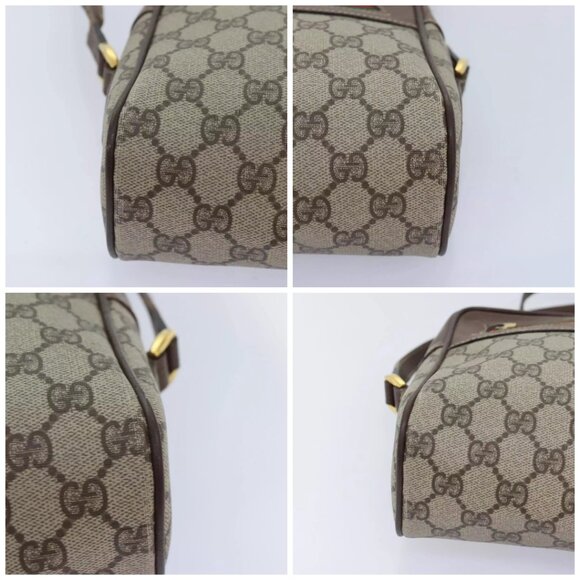 GUCCI GG Supreme Web Sherry Line Shoulder Bag PVC Beige - Picture 15 of 16